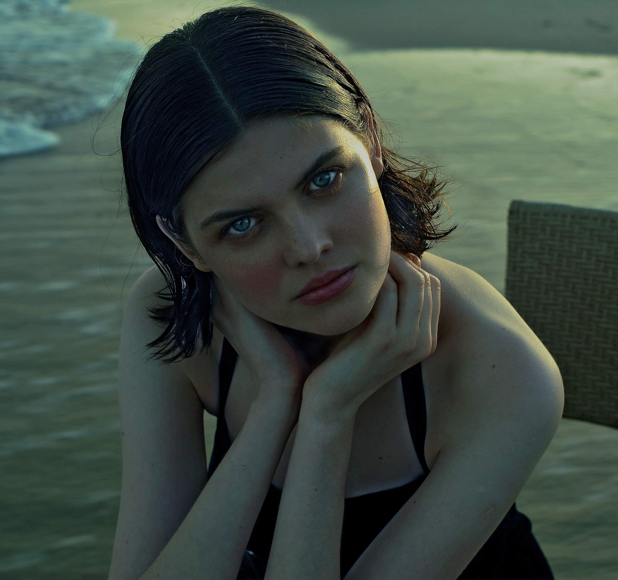 "Distant Thoughts" I shot this on the beach at an old folk's resort in Florida. They asked me to leave but I kept shooting. And then a man said, "What part of 'please leave' do you not understand?" By then I had the shot.